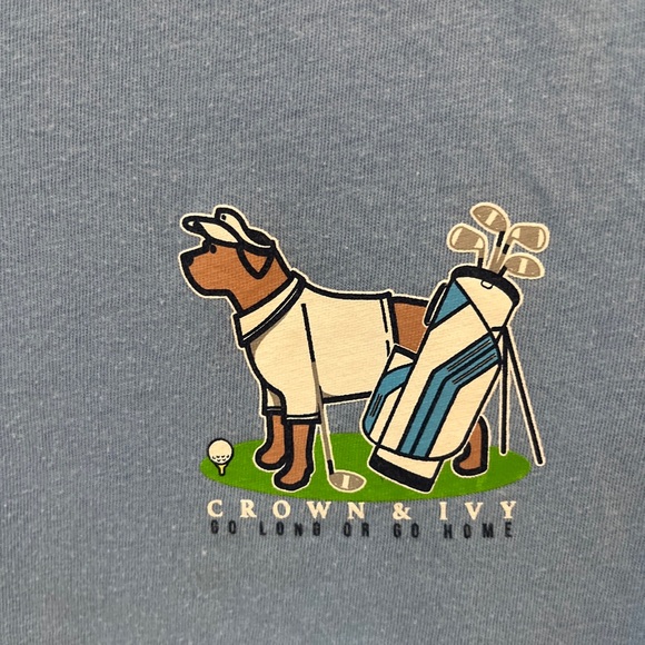 Crown & Ivy Tee Shirt Kids M Blue Dogs Golf Southern Tradition Labrador - Picture 3 of 9